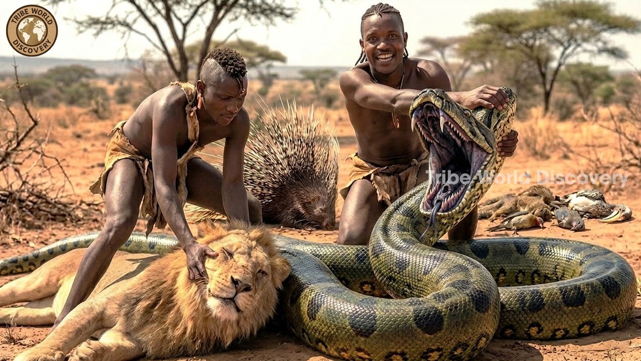 Hunting Giant Python For Survival And Cooking The Ancient Way | Hadzabe ...