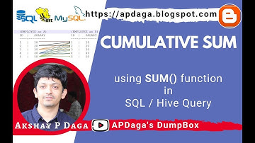 Calculate CUMULATIVE SUM (running total) using SQL / Hive query | APDaga | DumpBox