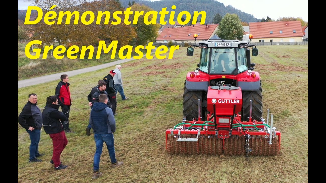 Démonstration GreenMaster 300 Güttler en Alsace avec Euro-Agrar. Dégâts gibier et rénovation prairie