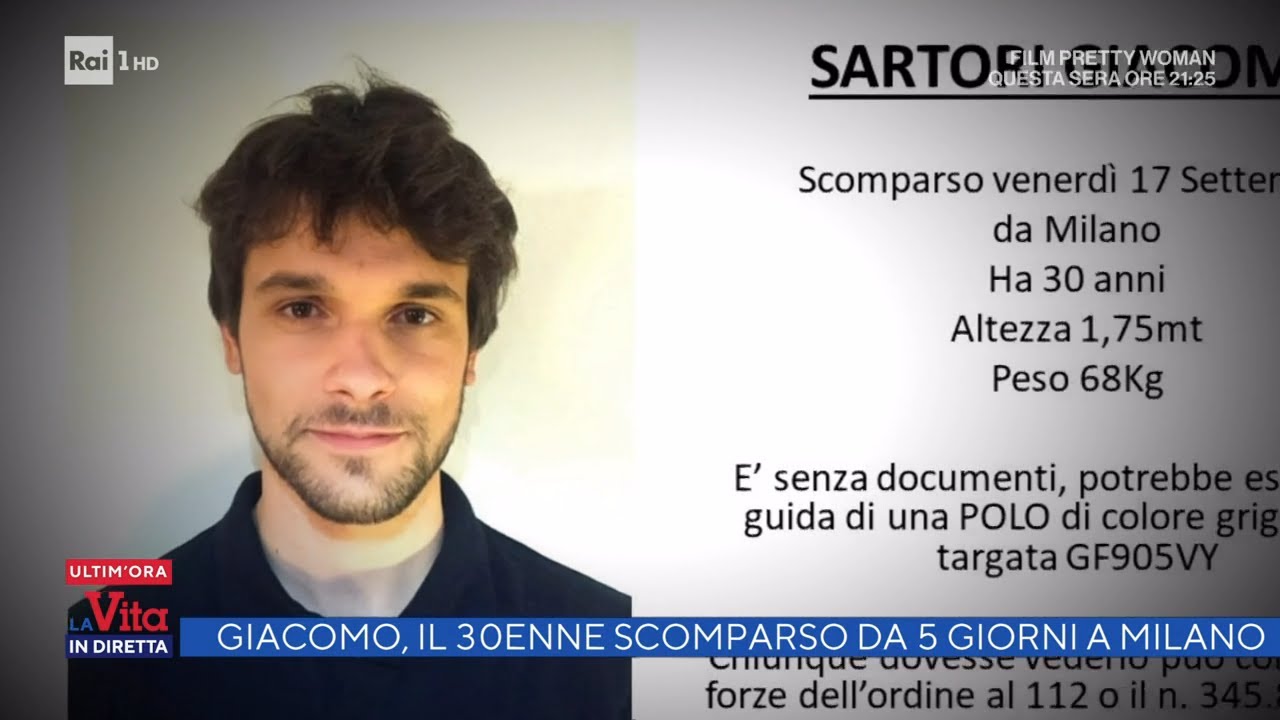 La scomparsa Giacomo Sartori - La vita in diretta 22/09/2021 - YouTube
