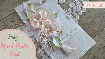 Easy mixed media card tutorial|Marina Manioti