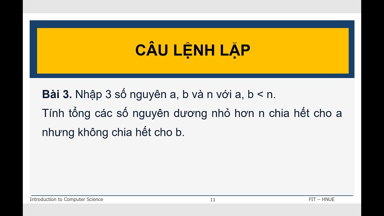 C u L nh L p B i 3 T nh T ng C c S Nguy n D ng Nh H n N Chia H t C u l nh l p b i 3 t nh t ng c c s nguy n d ng nh h n n chia h t