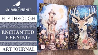 Enchanted Evening Art Journal Flip-Thru Mixed Media My Porch Prints Junk Journal Ideas