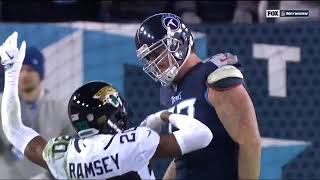 Jalen Ramsey flops after Taylor Lewan headbutts him