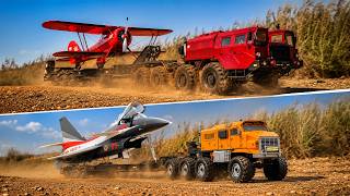 Insane 1/10 Scale RC Military 8x8 Carrying Huge Plane Off-Road!