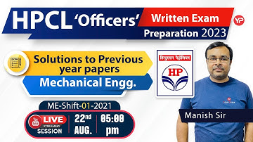 HPCL Solutions to Previous year papers | Mechanical engg. #hpcl #live | Mechanical 2021 shift 01