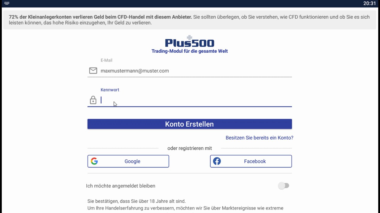 Plus500 Tutorial Deutsch Konto Eröffnen And Geld Einzahlen Youtube