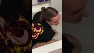 giving my cat a bath… this was traumatizing 😂 #funny #cats