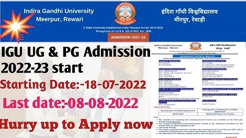 🕵️‍♂️🛑IGU Meerpur UG & PG Admission 2022-23 Start #Hurry up to fill  online form