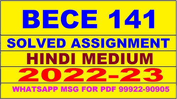 bece 141 solved assignment 2022-23 in hindi | bece 141 solved assignment 2022-23 | bece 141 2022-23