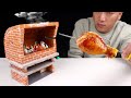 How to make mini oven from mini bricks  bricklaying automatic rotating mini chicken leg oven