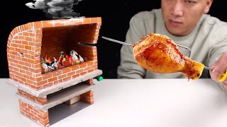 How to make Mini Oven from Mini Bricks - BRICKLAYING -Automatic Rotating Mini Chicken Leg Oven