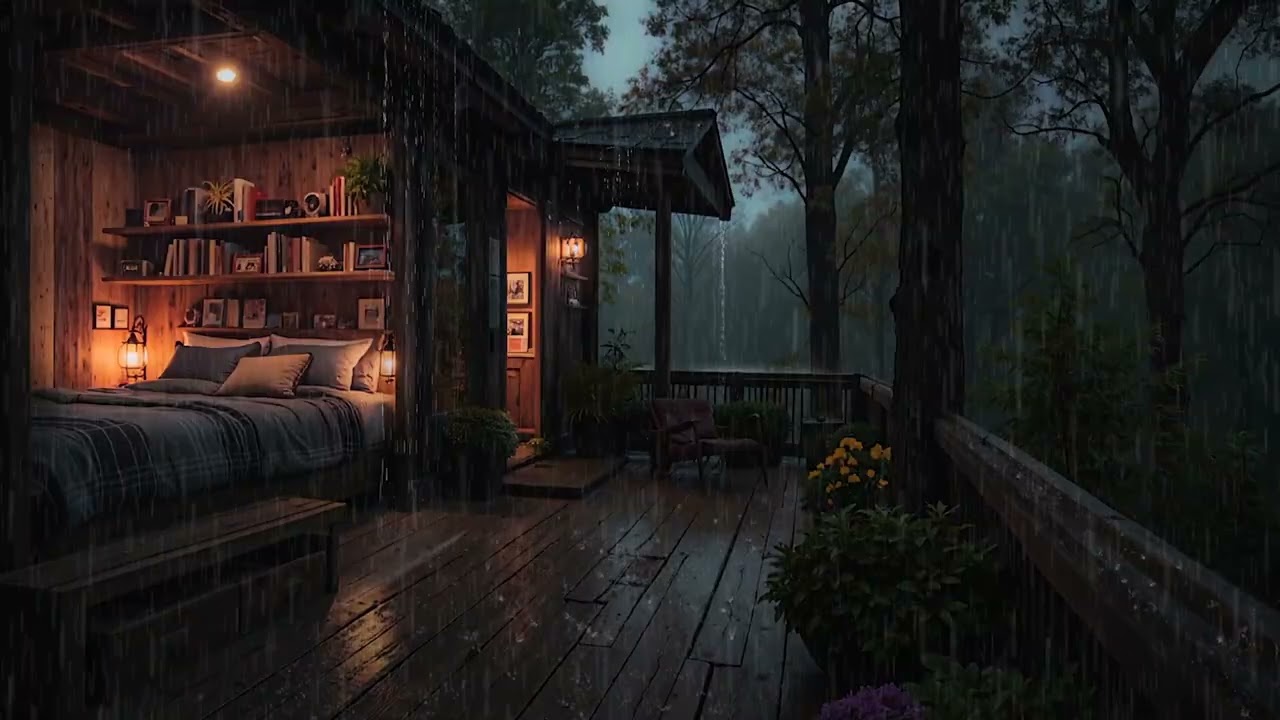 Gentle Rain Falling on a Cozy Cabin in the Woods 🌲 | Peaceful Rain Sounds for Deep Sleep