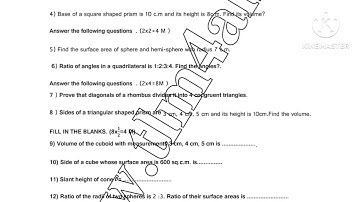 9th class fa 3 maths question paper // formative assessment 3