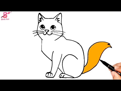 رسم قطة | كيف ترسم قطة خطوة خطوة للمبتدئين| تعليم الرسم - YouTube