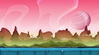Cartoon Fantasy Alien Landscape Seamless Looping - Side-Scrolling Comic Fantastic Background