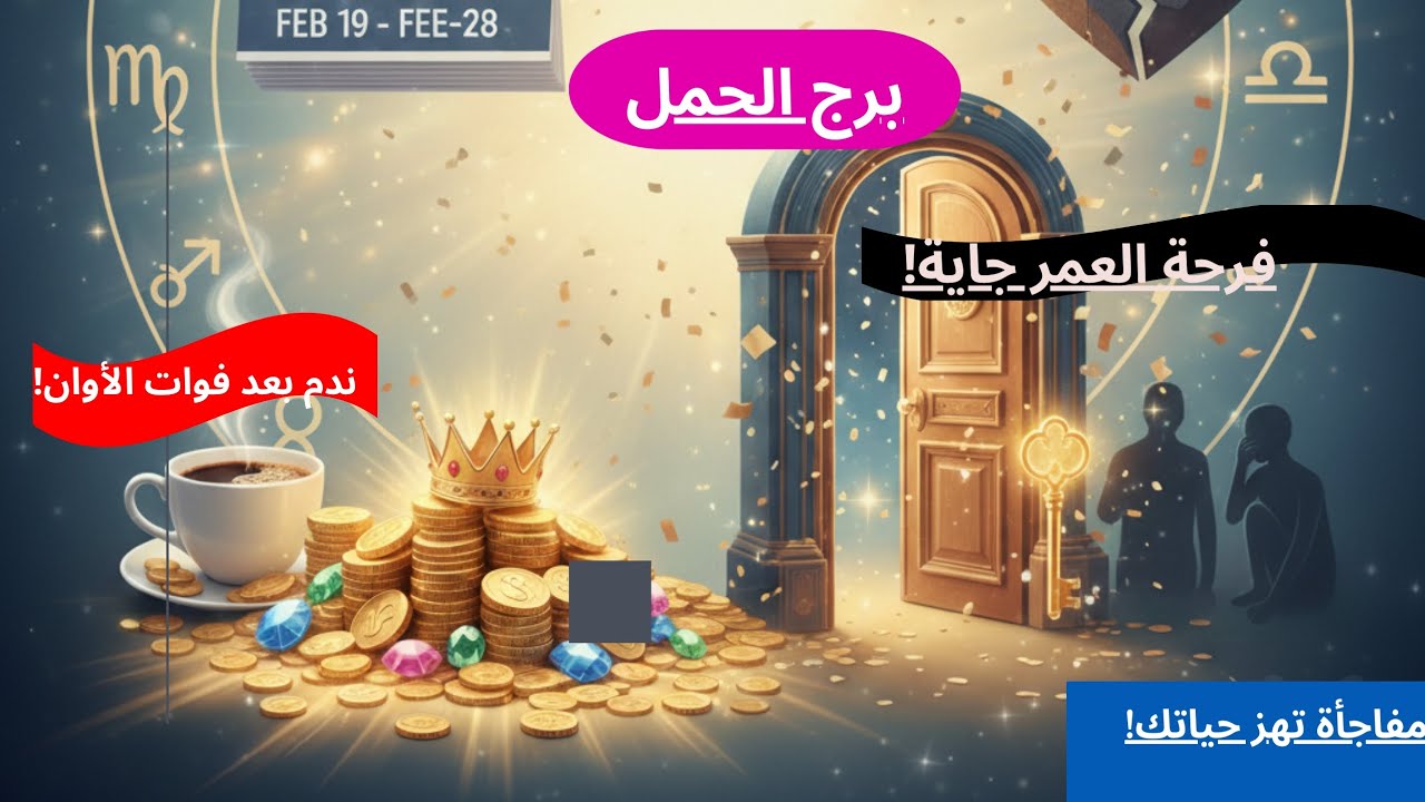 برج الحمل من 19 إلى 28 فبراير ☕👑 فرحة العمر تطرق بابك! ✨ ثروة مفاجئة وندم الشريك القاسي 💔