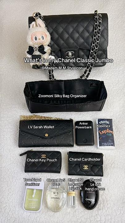 🖤Chanel Classic Jumbo Zoomoni Silky Organizer Use Code MADAMMM20 #WIMB#ChanelLover#BagOrganization