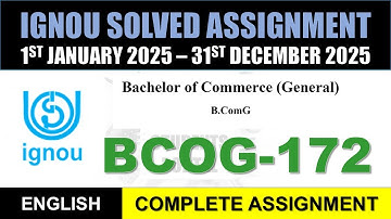 BCOG 172 Solved Assignment 2024-25 || bcog-172 solved assignment in English || July 2024 to Jan 2025