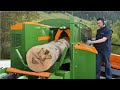 Amazing automatic homemade firewood processing machines fastest wood splitting machines working