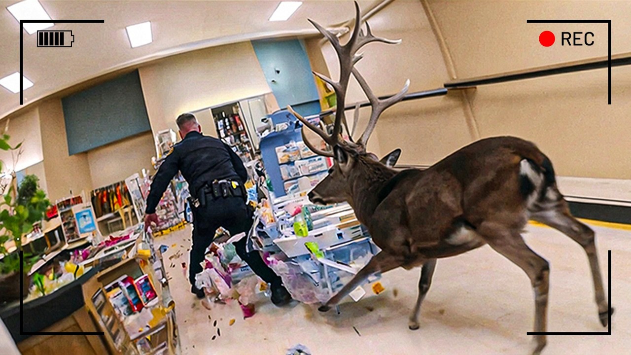 معارك شرسة بين الحيوانات والشرطة مباشرة... لا يمكن تصديقها لو لم تكن كاميرات المراقبة موجودة!!