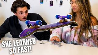 TEACHING MY GIRLFRIEND HOW TO FINGERBOARD