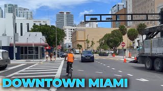 Walking Downtown Miami Flagler District in August 2022