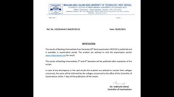 New Notice Form MAKAUT | Results Declare For Backlog intermediate Even Semester|