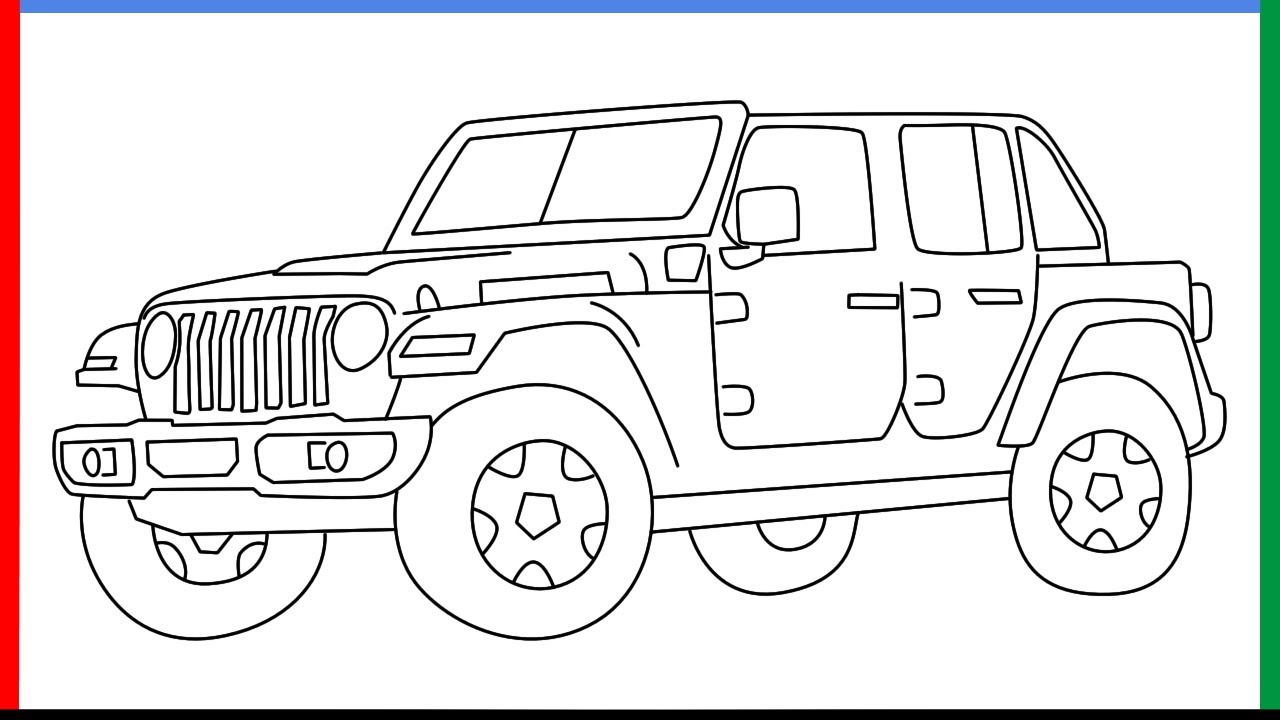 How To Draw A Jeep Wrangler Unlimited Rubicon - YouTube