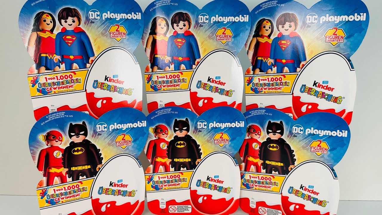 Новая Сборка Киндер Сюрприз. Упаковки Четверки DC Playmobil 2025. NEW Kinder Surprise DC Playmobil 