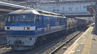 【記念コンテナ積載！】1093レ EF210形100番台106号機(新塗装) コキ14両 成田駅 通過シーン