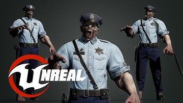 Animated Low poly Game Ready Zombie Police Boss / 3D