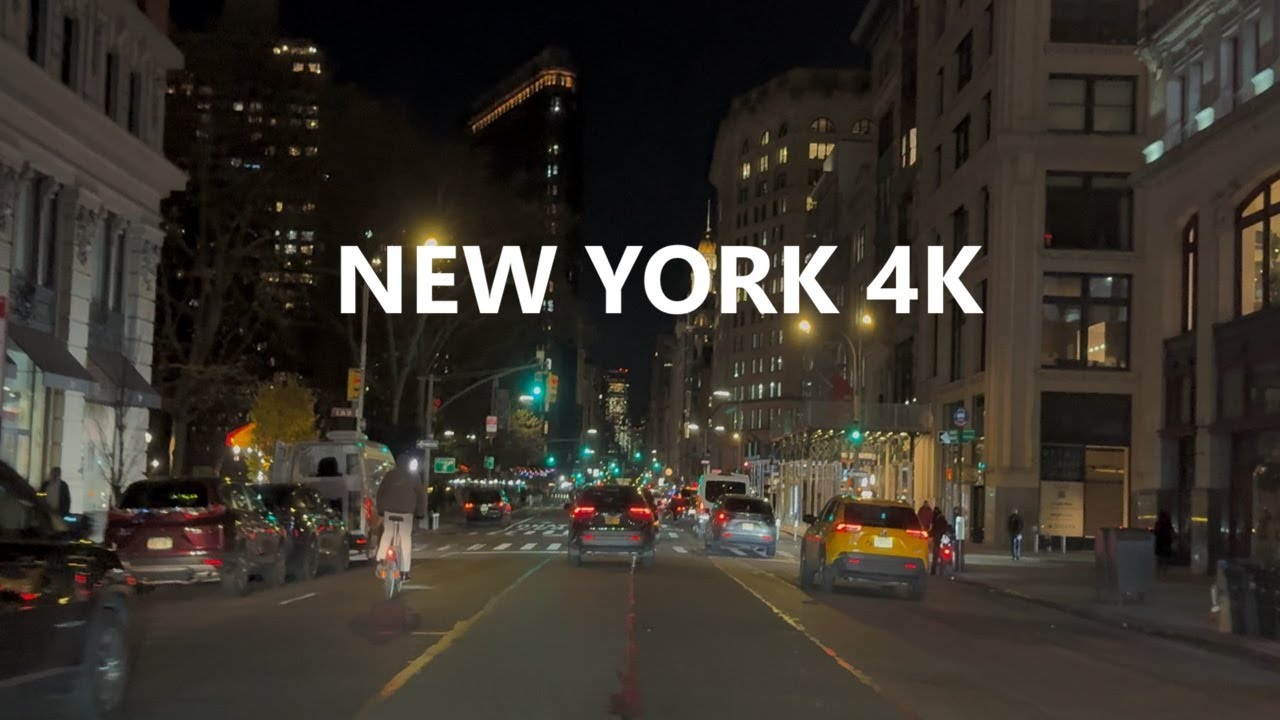 4K New York - Night Drive - Driving tour of Manhattan ( 5 Avenue & Broadway )