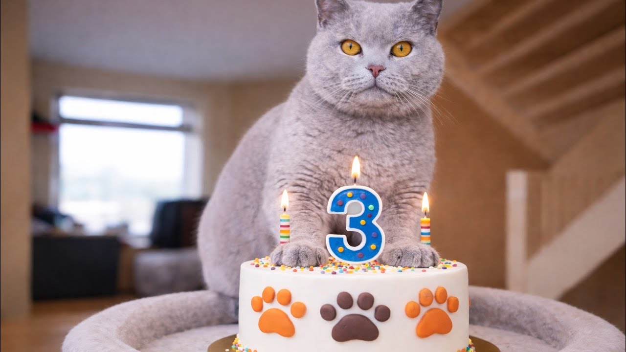 🎉 Sneaky’s 3rd Birthday 🐾 | Cutest British Shorthair Cat Celebration 🎂😻