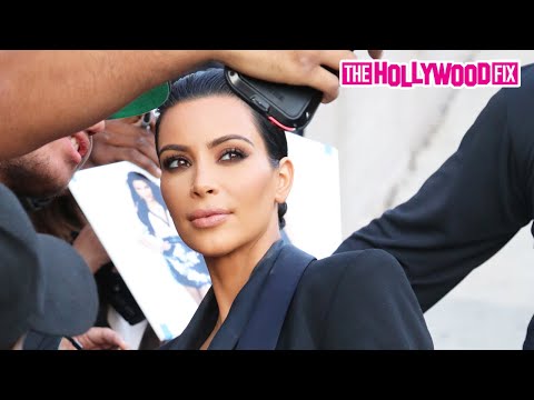 Kim Kardashian Takes Pics & Signs Autographs For Fans At Jimmy Kimmel Live! Studios In Hollywood, CA