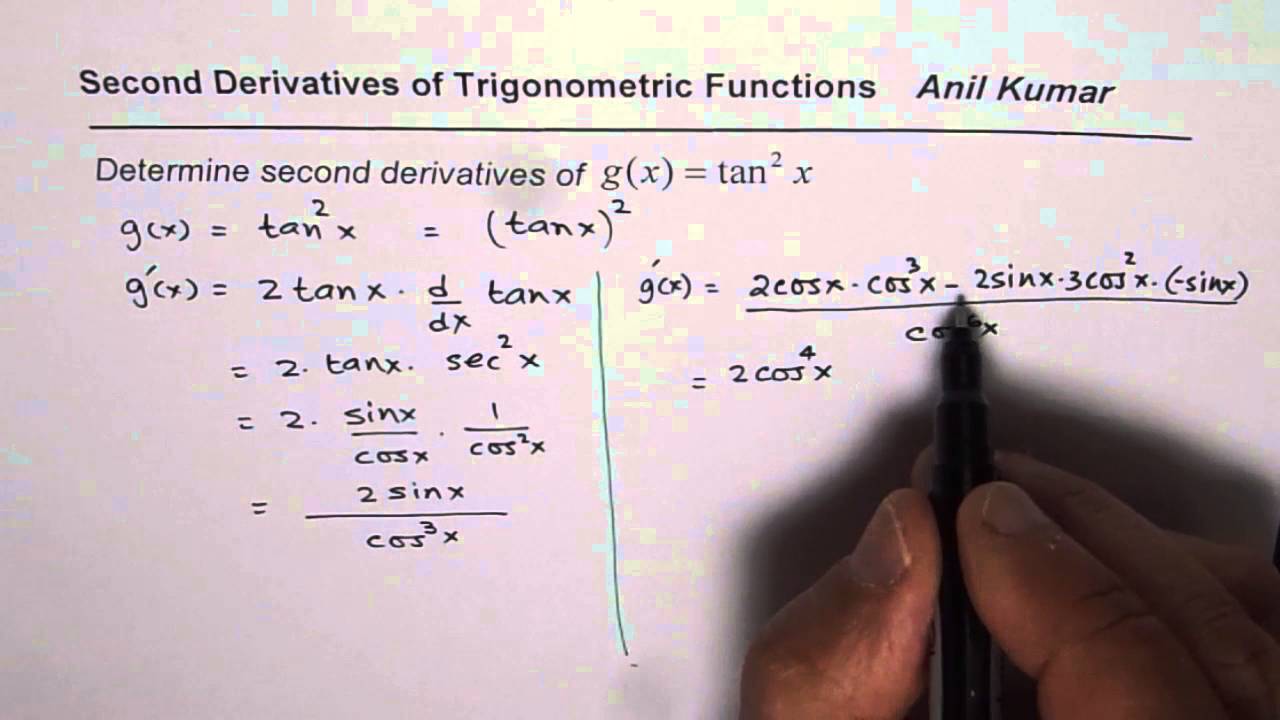 Second Derivative Of Tan 2x Youtube