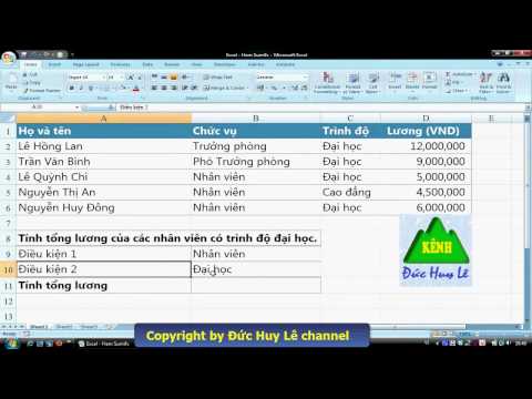 Cách sử dụng hàm Sumifs trong Excel - tính tổng có điều kiện