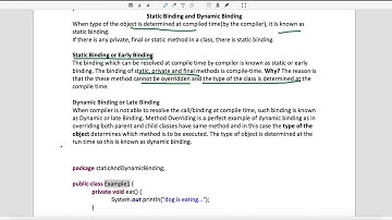 Static Binding and Dynamic Binding Video-1