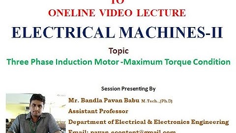 Maximum Torque Condition in an Induction Motor