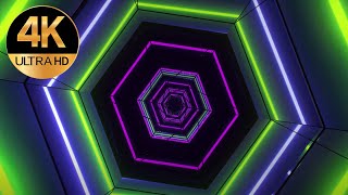 4k TV 10 hour Metallic color party Hexagon light tunnel crazy VJ loop selection -Big screen visuals