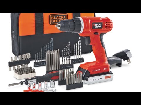 Black & Decker BDC120VACA 20V Cordless Drill with Battery, Charger & 100-pc  Accessory Set, 3/8-in