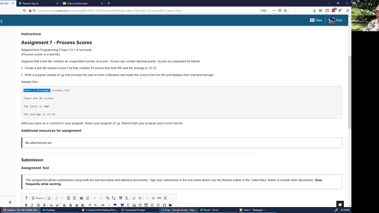 Python Process Scores Assigmnent - YouTube