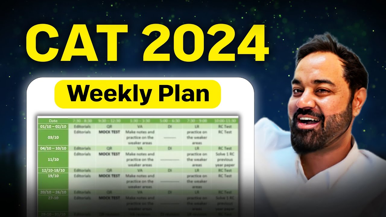 CAT 2024 weekly preparation plan | Section wise preparation plan | Road ...