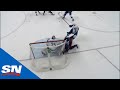 Blue Jackets’ Josh Anderson Goes Head First Into Post Vs. Vancouver Canucks