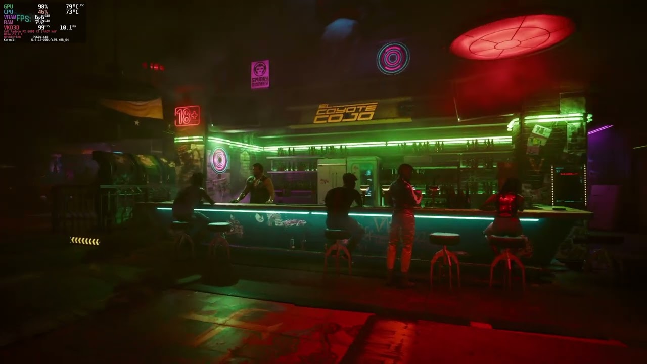 Linux Gaming (Fedora 39) Cyberpunk 2077 - Ultra Settings