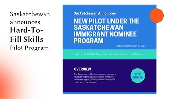 New Pilot Saskatchewan provincial nominee program