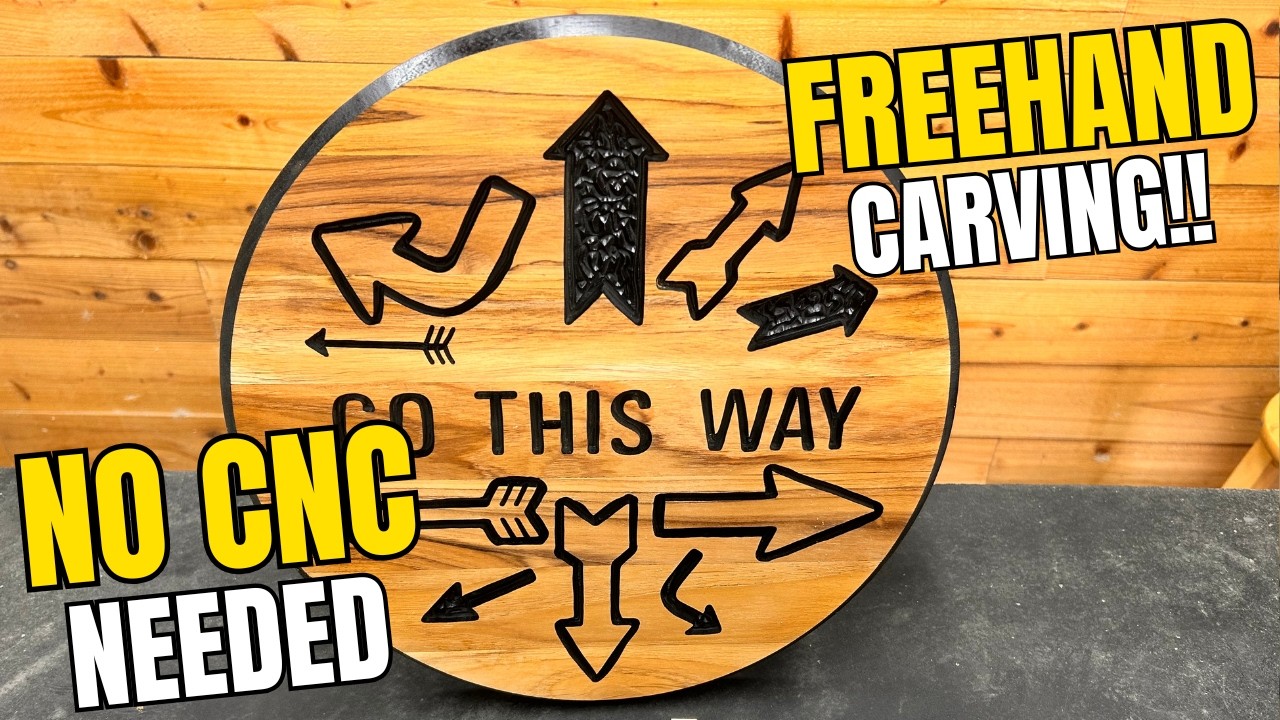 Freehand Carving A Wood Sign - No CNC Needed!! - YouTube