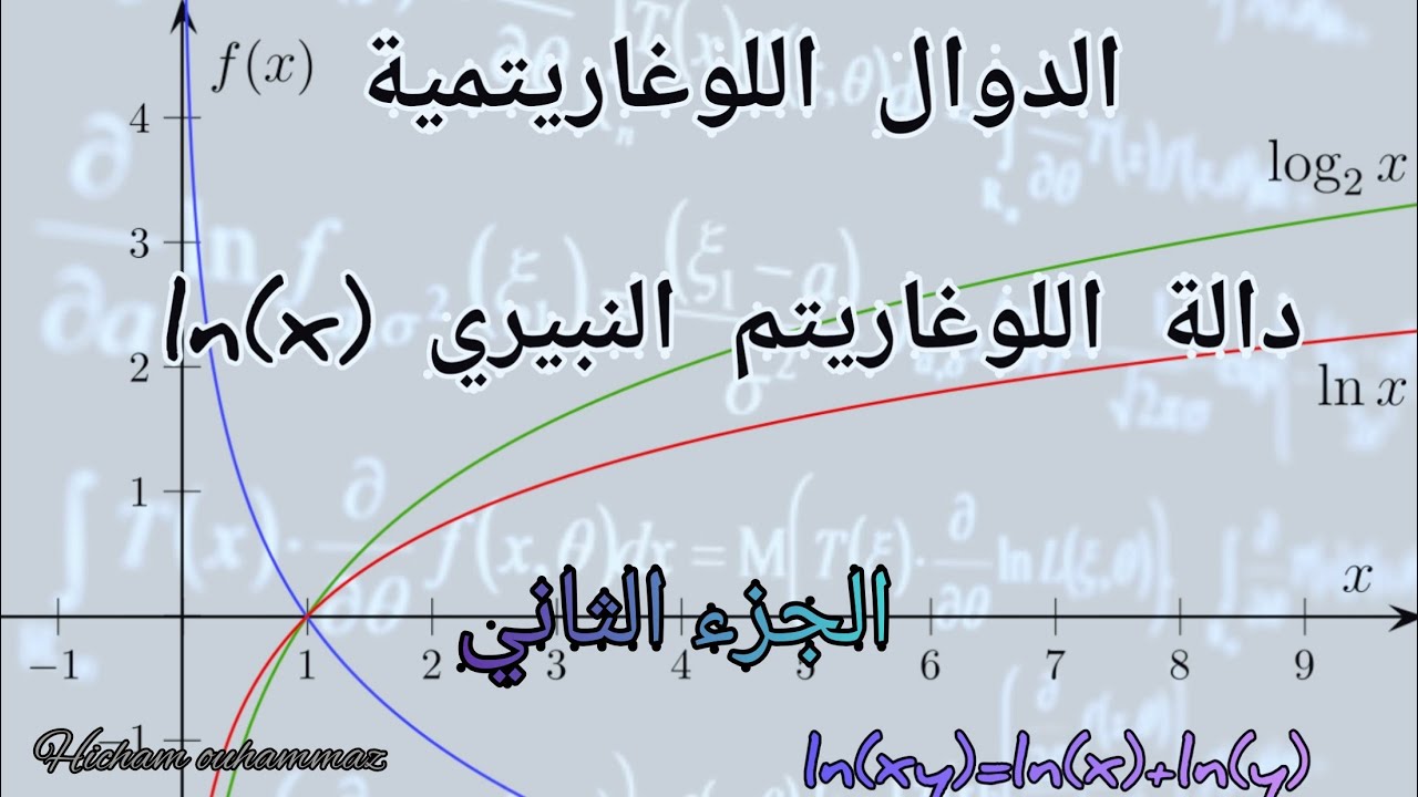 البرهان على خاصيات  دالة اللوغاريتم النبيري ln(x)