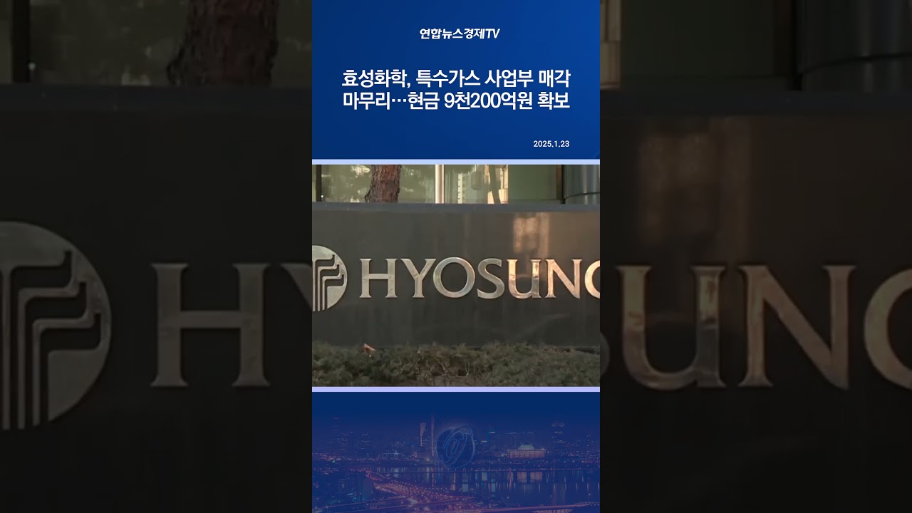 효성화학, 특수가스 사업부 매각 마무리…현금 9천200억원 확보 < IB/기업 < 기사본문 - 연합인포맥스