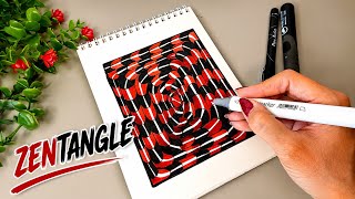 Mesmerizing Zentangle Pattern ❤️🖤 | Relaxing Drawing That Will Hypnotize You